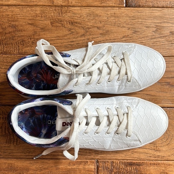 DESIGUAL Retro Court Atlantis Lace Up Sneakers White Size 10 - Picture 12 of 14